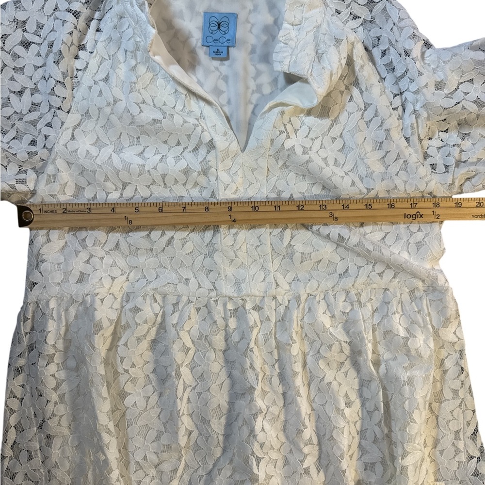 CeCe Puff Sleeve Babydoll Lace‎ Minidress - Picture 6 of 8